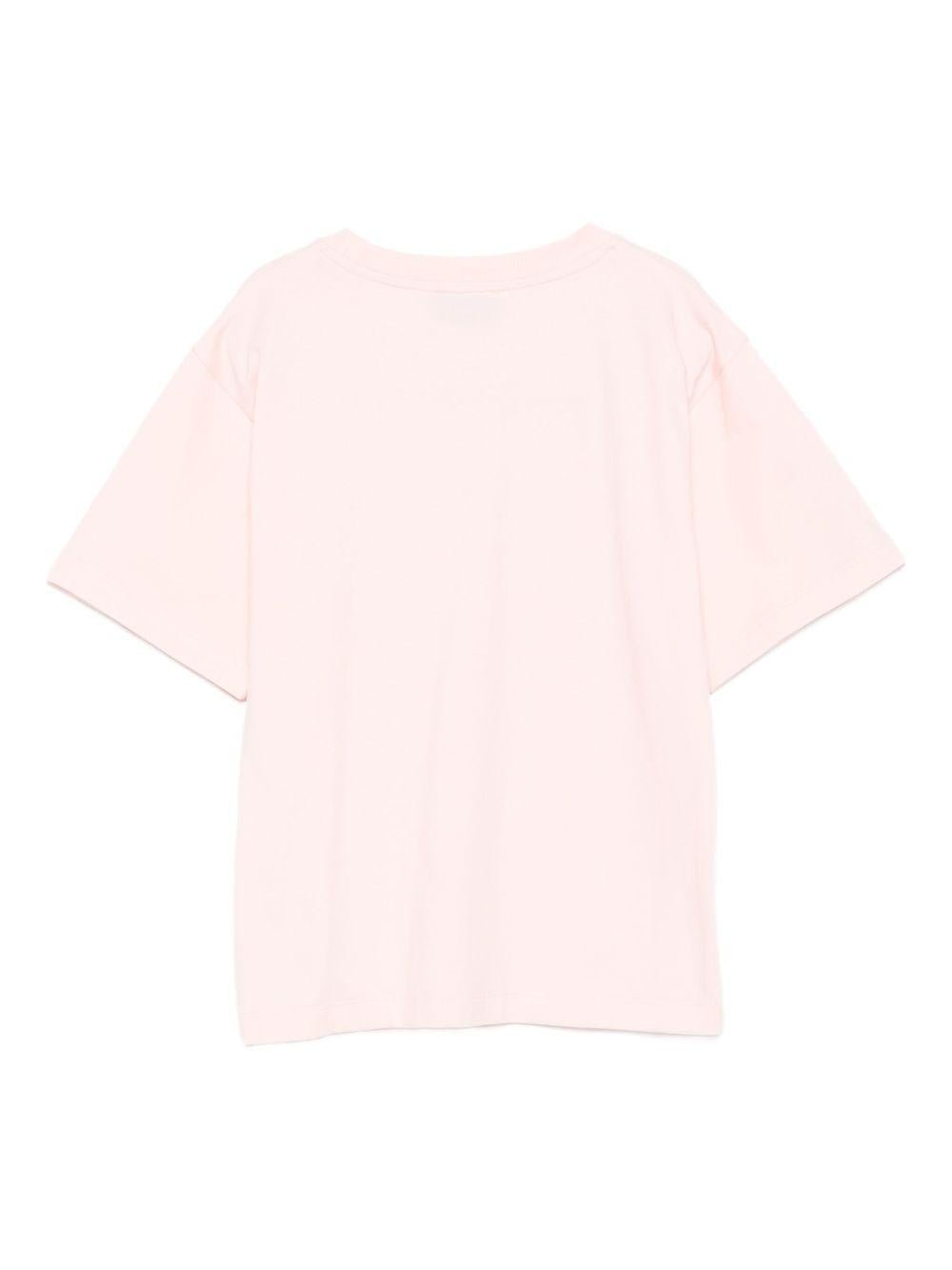 T-shirt per bambina Moschino Kids rosa con stampa teddy - Rubino Kids