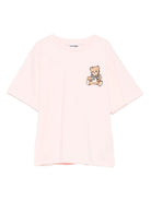 T-shirt per bambina Moschino Kids rosa con stampa teddy - Rubino Kids