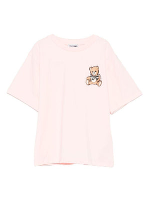 T-shirt per bambina Moschino Kids rosa con stampa teddy