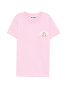 T-shirt per bambina Moschino Kids rosa con stampa Teddy sul davanti - Rubino Kids