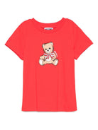 T-shirt per bambina Moschino Kids rossa con stampa teddy - Rubino Kids
