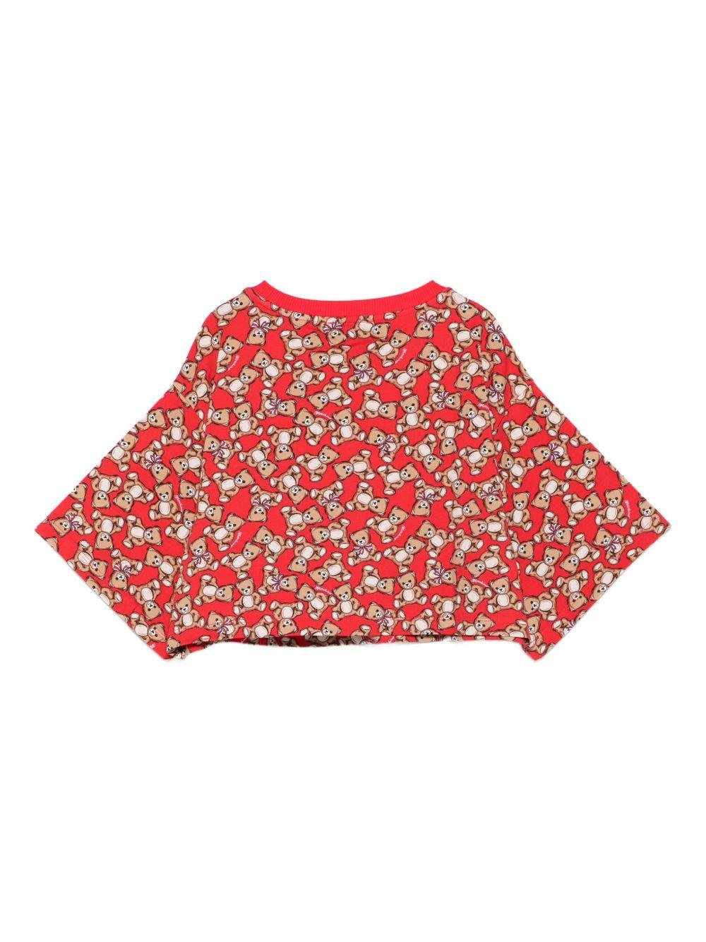 T-shirt per bambina Moschino Kids rosso con stampa all - over - Rubino Kids