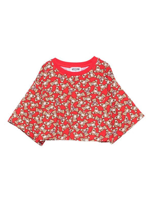 T-shirt per bambina Moschino Kids rosso con stampa all-over