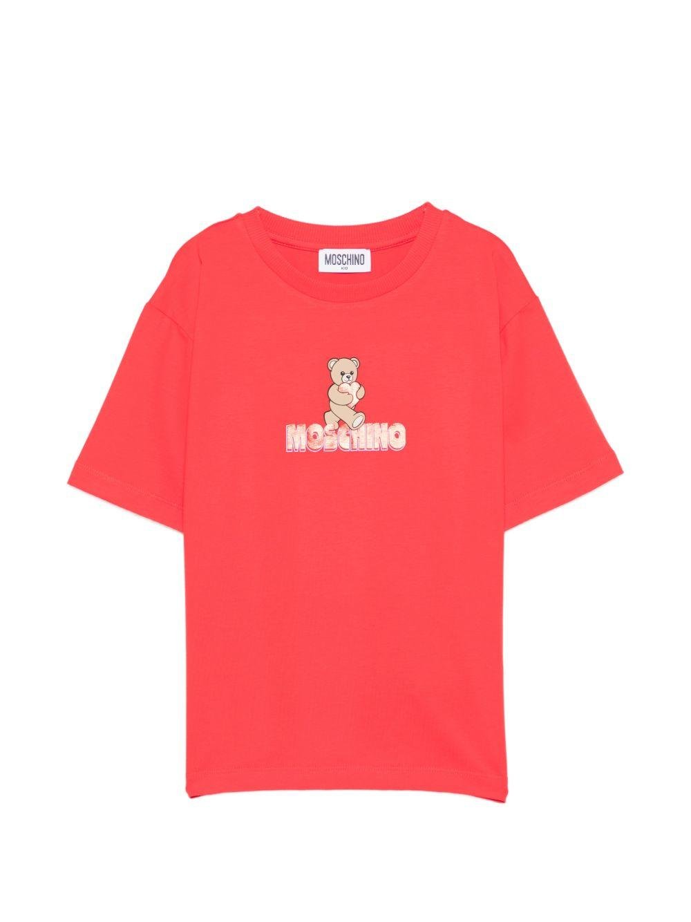 T-shirt per bambina Moschino Kids rosso con stampa Teddy Bear - Rubino Kids