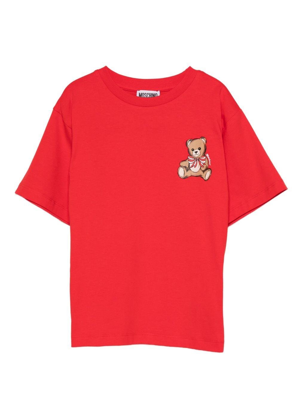 T-shirt per bambina Moschino Kids rosso con stampa Teddy Bear - Rubino Kids