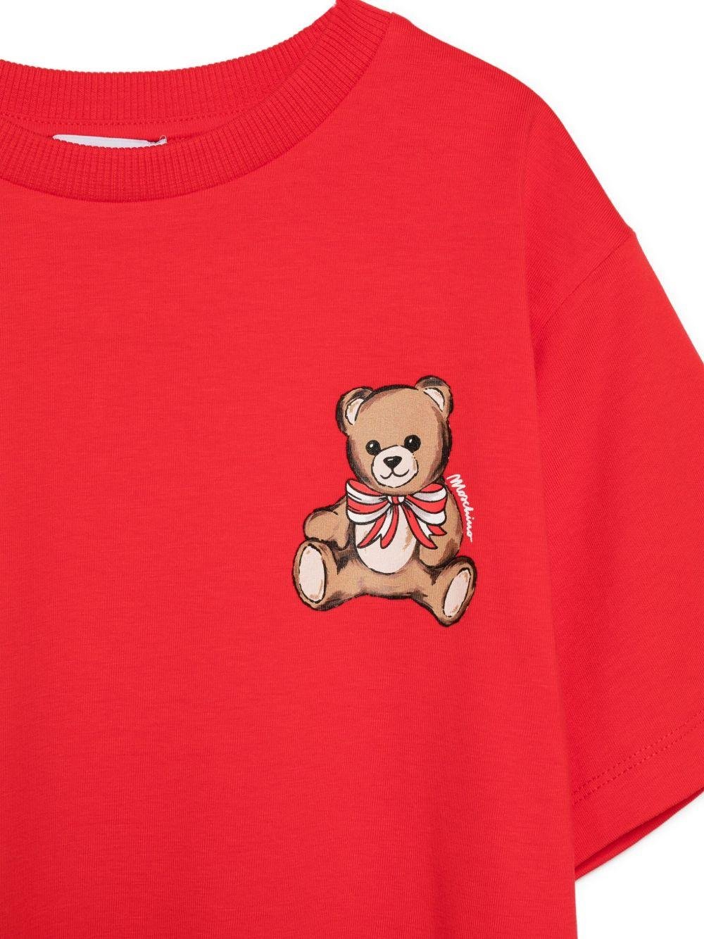 T-shirt per bambina Moschino Kids rosso con stampa Teddy Bear - Rubino Kids