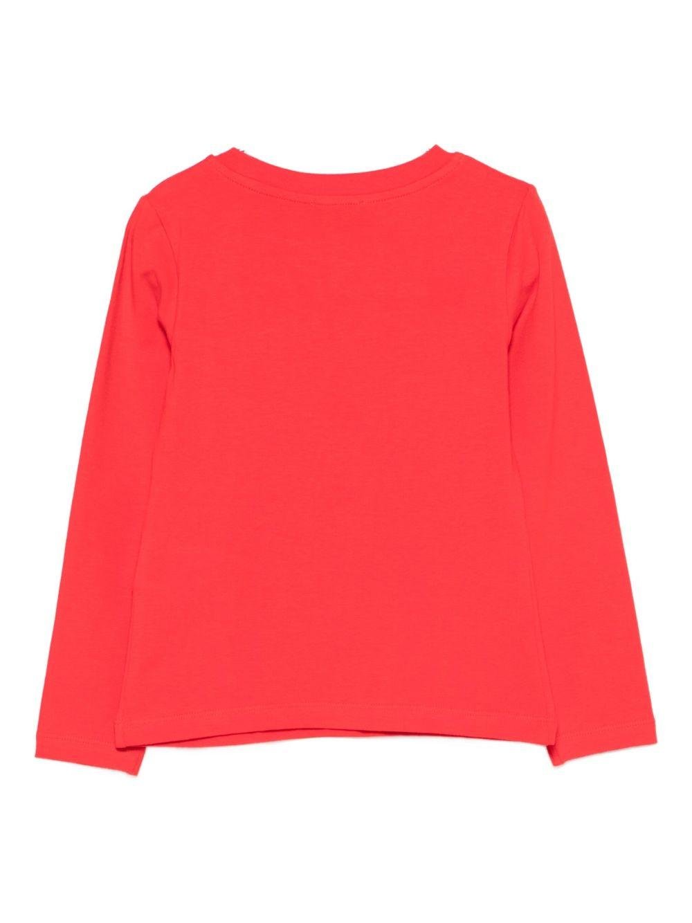 T-shirt per bambina Moschino Kids rosso maniche lunghe - Rubino Kids