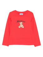 T-shirt per bambina Moschino Kids rosso maniche lunghe - Rubino Kids