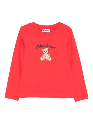 Moschino Kids red long-sleeved T-shirt for girls
