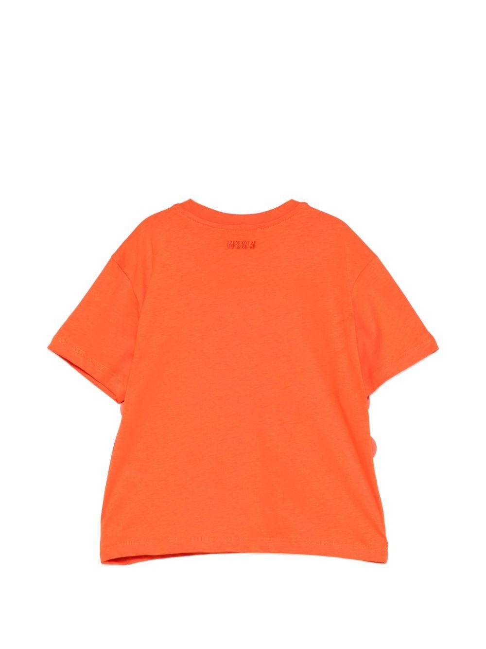 T-shirt per bambina MSGM Kids arancione con applicazioni - Rubino Kids