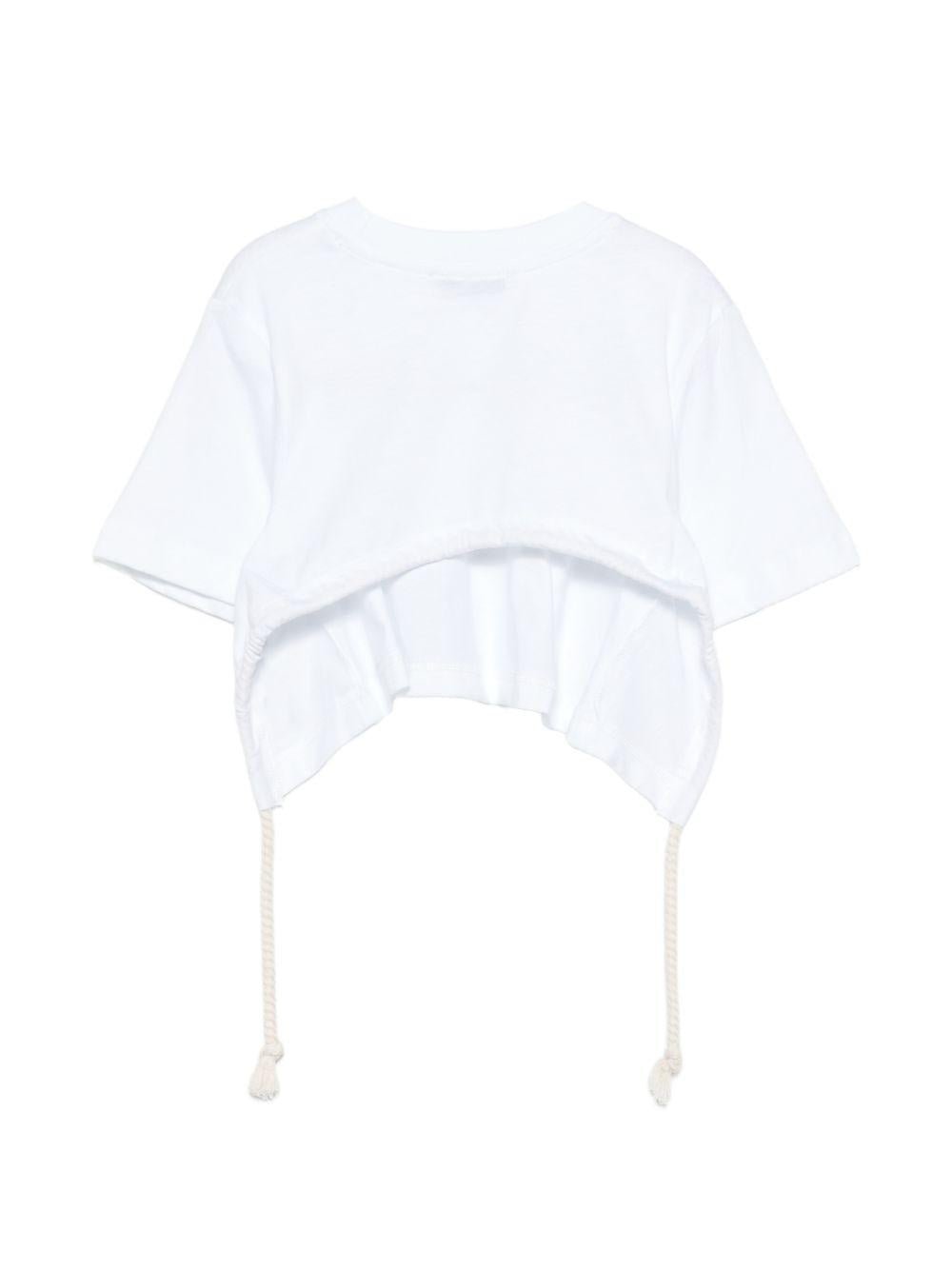 T-shirt per bambina MSGM Kids bianca con apertura sulla schiena - Rubino Kids