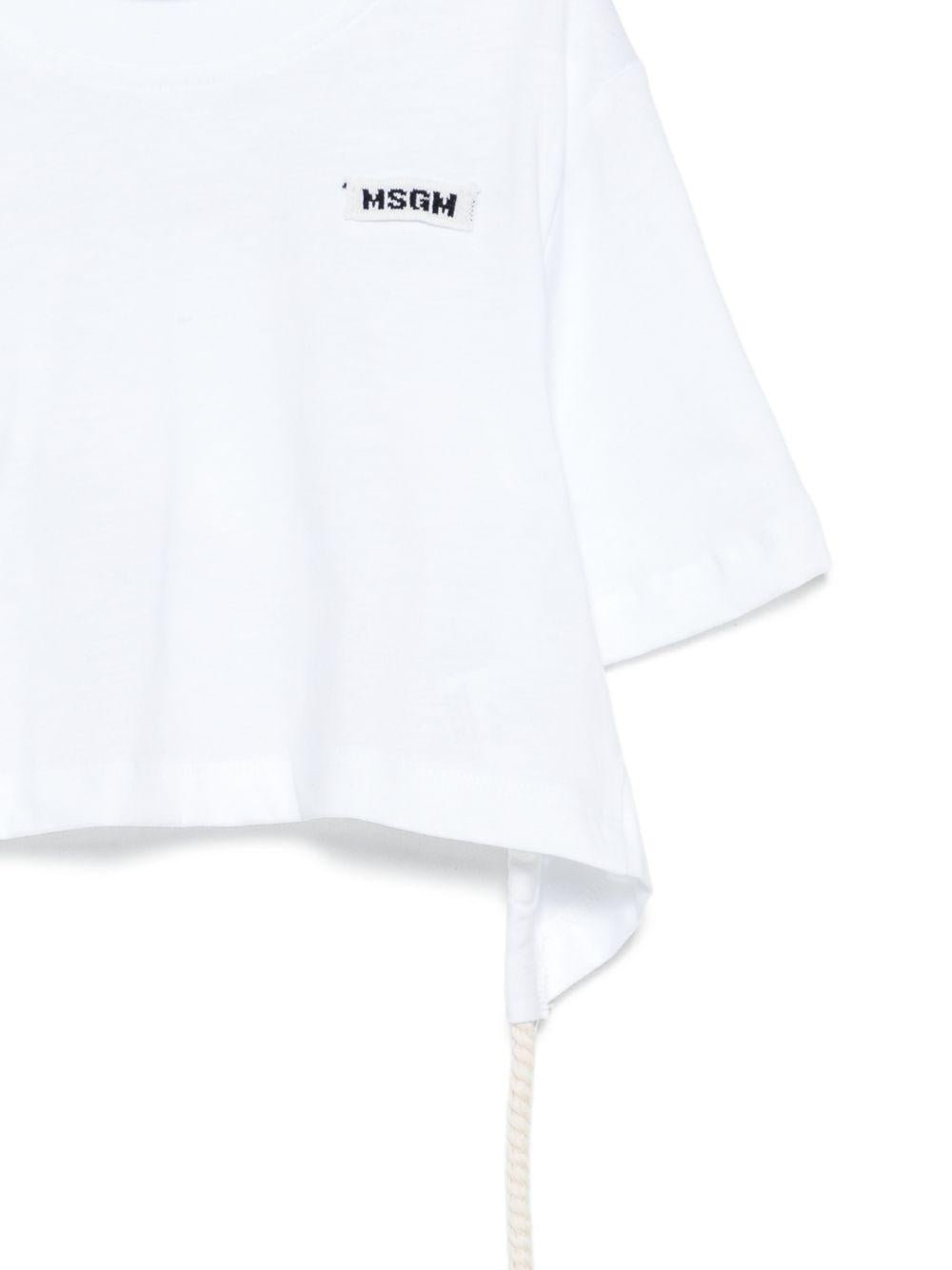 T-shirt per bambina MSGM Kids bianca con apertura sulla schiena - Rubino Kids