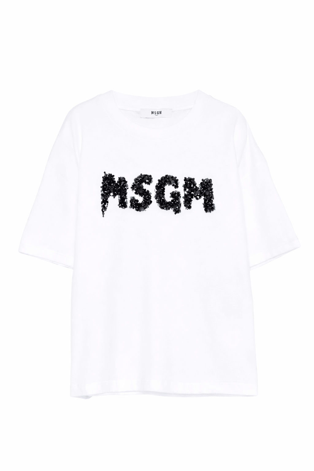 T-shirt per bambina MSGM Kids bianca con applicazione logo - Rubino Kids