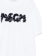 T-shirt per bambina MSGM Kids bianca con applicazione logo - Rubino Kids