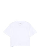 T-shirt per bambina MSGM Kids bianca con dettaglio nodo - Rubino Kids