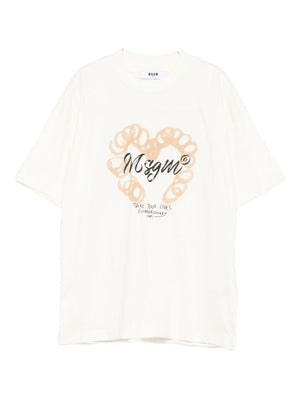 MSGM Kids white T-shirt for girls with logo on the front