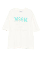 T-shirt per bambina MSGM Kids bianca con logo sul davanti - Rubino Kids