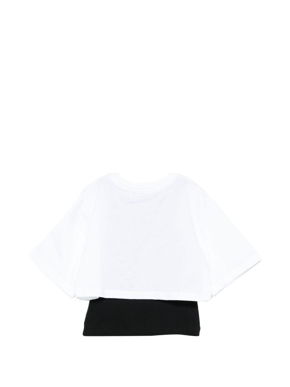 T-shirt per bambina MSGM Kids bianca con logo - toppa - Rubino Kids