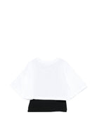 T-shirt per bambina MSGM Kids bianca con logo - toppa - Rubino Kids