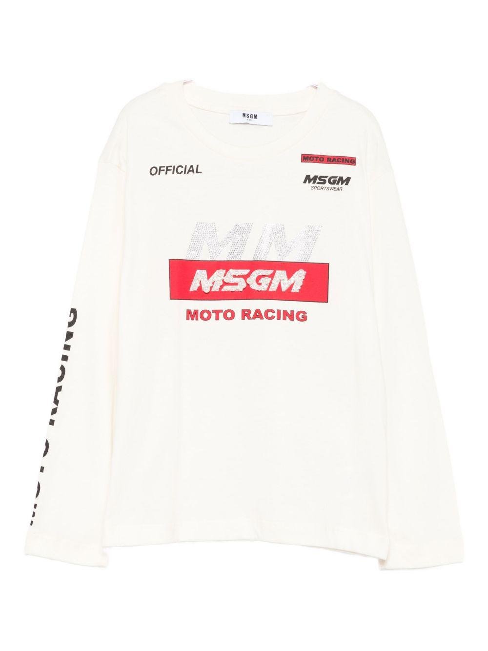 T-shirt per bambina MSGM Kids bianco con logo sul davanti - Rubino Kids