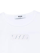 T-shirt per bambina MSGM Kids bianco in jersey elasticizzato con ricamo con logo frontale - Rubino Kids