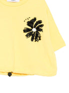 T-shirt per bambina MSGM Kids gialla con orlo con coulisse - Rubino Kids