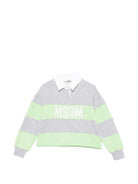 T-shirt per bambina MSGM Kids grigia con motivo a righe - Rubino Kids