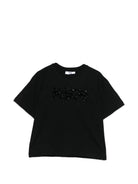 T-shirt per bambina MSGM Kids nera con applicazione logo - Rubino Kids