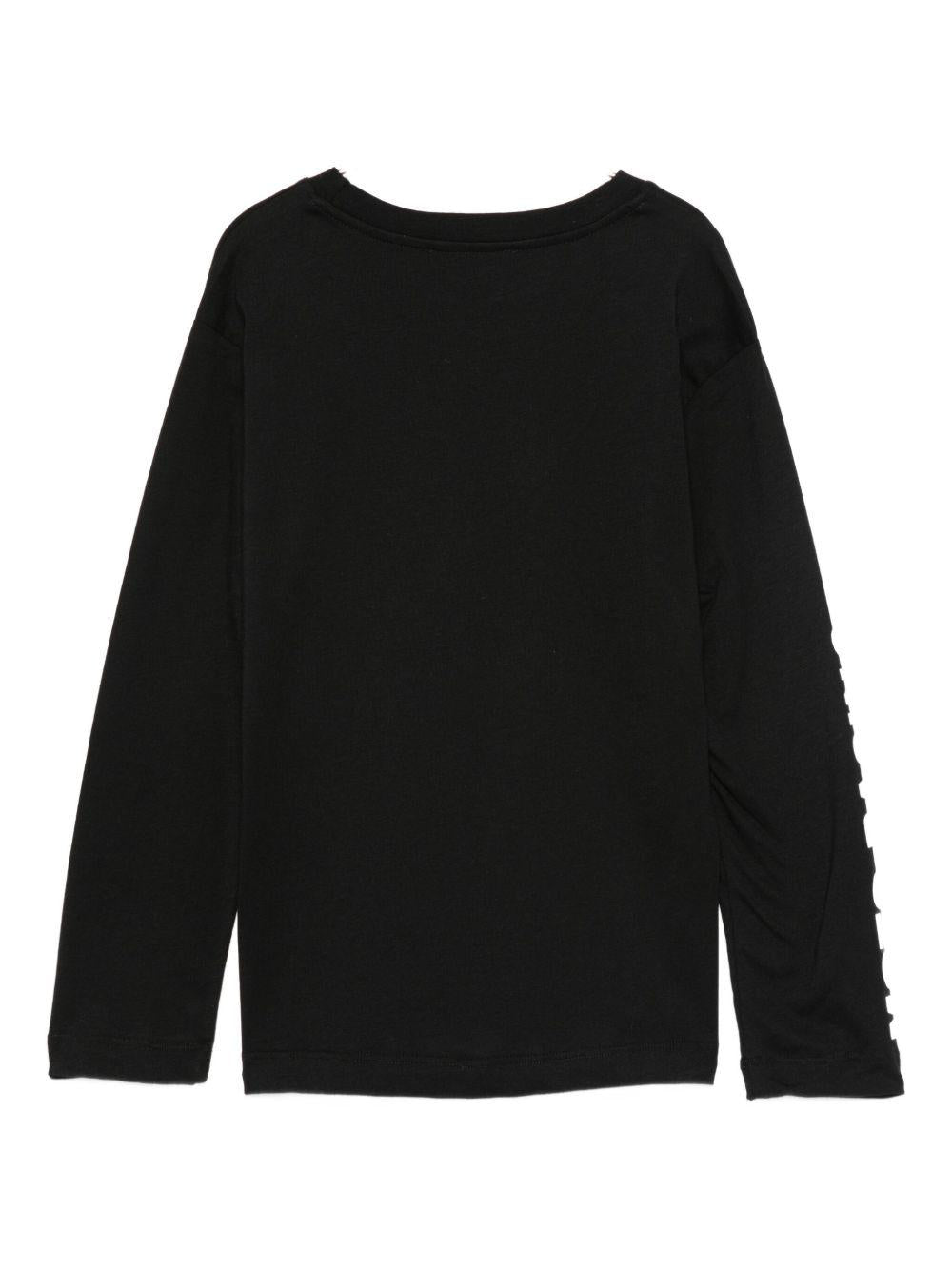 T-shirt per bambina MSGM Kids nera con logo sul davanti - Rubino Kids