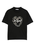 T-shirt per bambina MSGM Kids nera con logo sul davanti - Rubino Kids