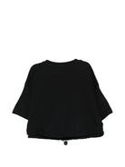 T-shirt per bambina MSGM Kids nera con orlo con coulisse - Rubino Kids