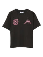 T-shirt per bambina MSGM Kids nera con stampa logo - Rubino Kids