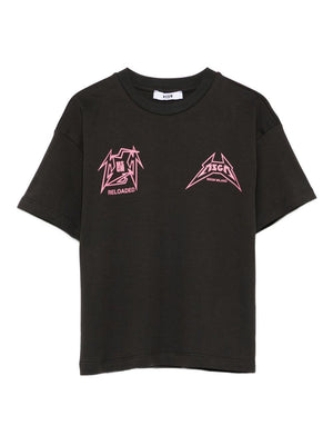 MSGM Kids black T-shirt for girls with logo print