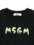 T-shirt per bambina MSGM Kids nera modello crop - Rubino Kids