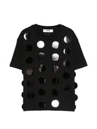 T-shirt per bambina MSGM Kids nero con applicazioni - Rubino Kids