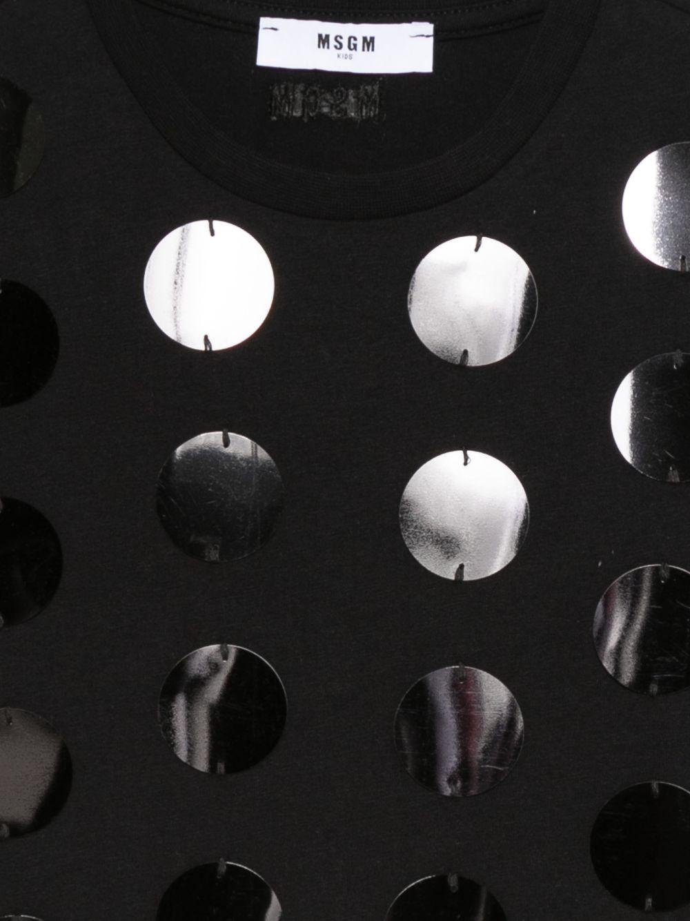 T-shirt per bambina MSGM Kids nero con applicazioni - Rubino Kids