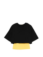 T-shirt per bambina MSGM Kids nero con logo - toppa - Rubino Kids