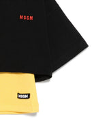 T-shirt per bambina MSGM Kids nero con logo - toppa - Rubino Kids