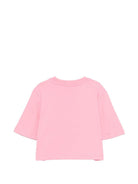 T-shirt per bambina MSGM Kids rosa con stampa logo sul davanti - Rubino Kids