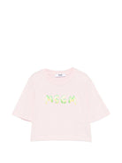 T-shirt per bambina MSGM Kids rosa modello crop - Rubino Kids