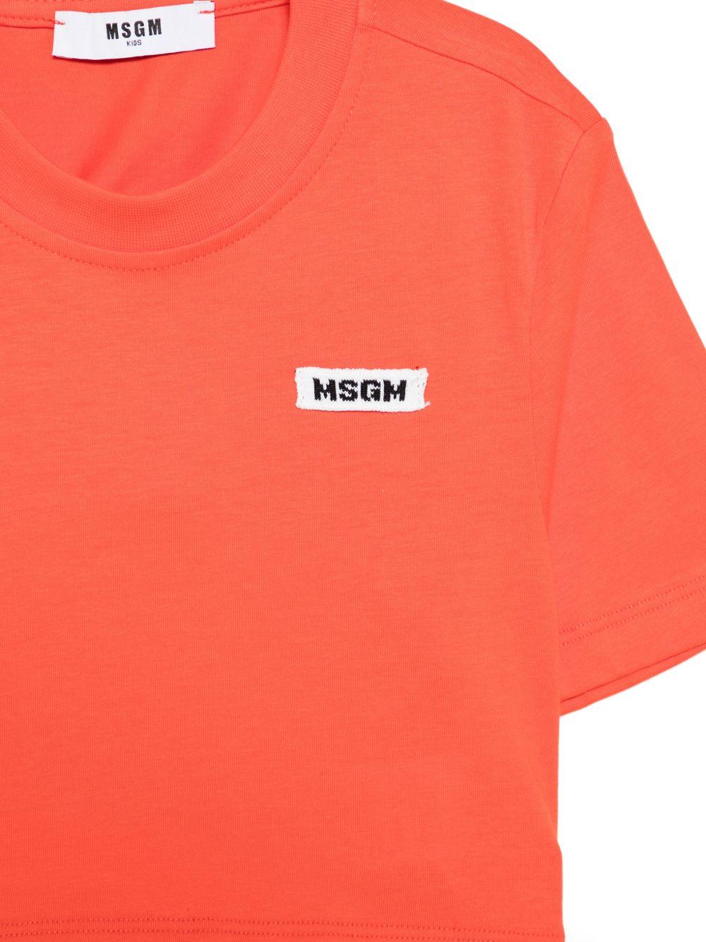 T-shirt per bambina MSGM Kids rossa con logo applicato - Rubino Kids