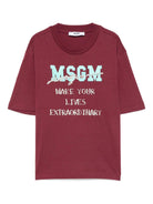 T-shirt per bambina MSGM Kids rossa con logo sul davanti - Rubino Kids
