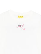 T-shirt per bambina Off - White Kids bianca con effetto vernice e logo stampato - Rubino Kids