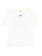 T-shirt per bambina Off - White Kids bianca con effetto vernice e logo stampato - Rubino Kids
