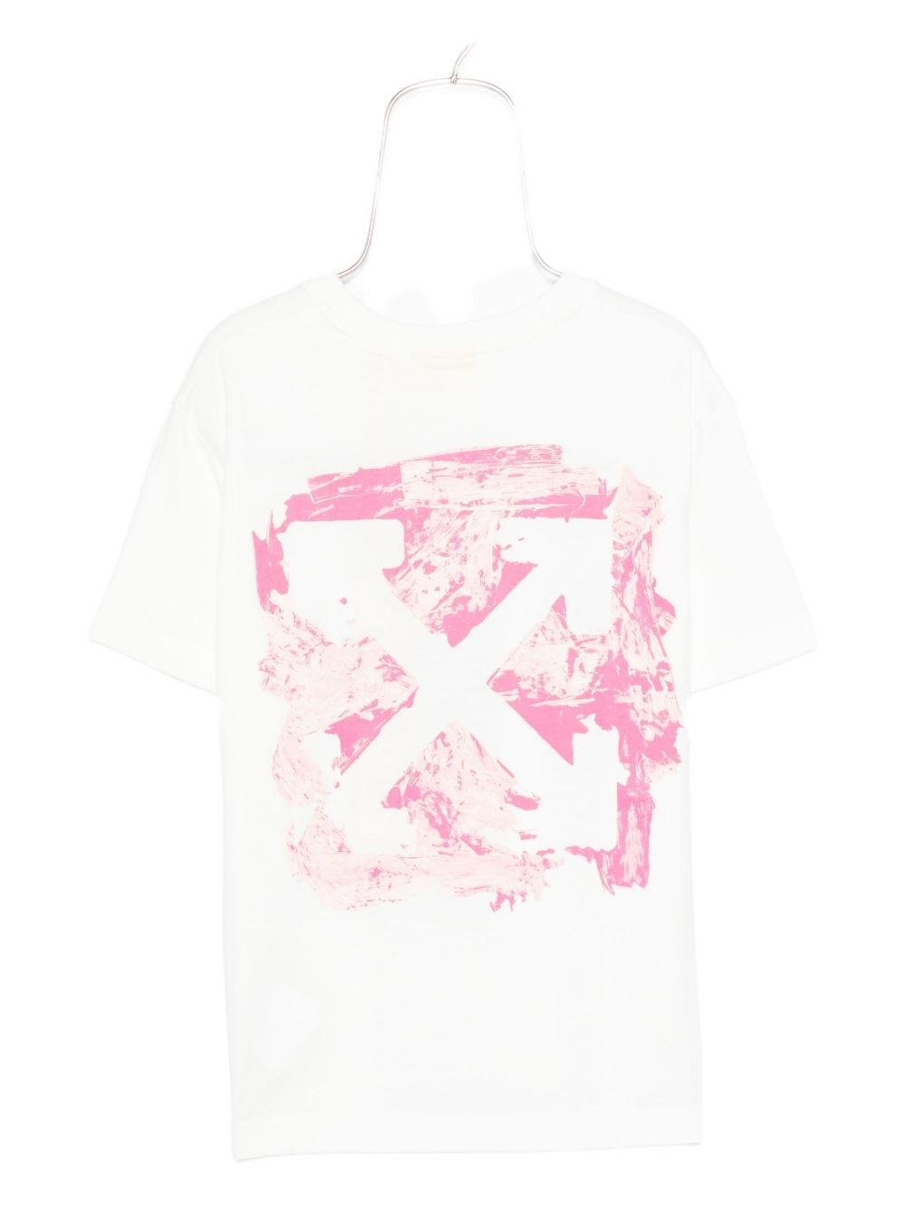 T-shirt per bambina Off - White Kids bianco con logo - Rubino Kids