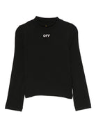 T-shirt per bambina Off - White Kids nera con collo a lupetto - Rubino Kids