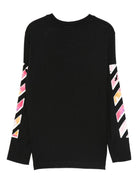 T-shirt per bambina Off - White Kids nera con logo in lettere - Rubino Kids