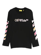 T-shirt per bambina Off - White Kids nera con logo in lettere - Rubino Kids