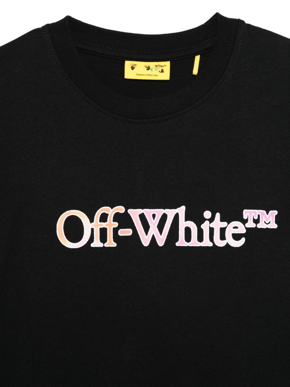 T-shirt per bambina Off - White Kids nera con logo in lettere - Rubino Kids