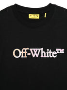 T-shirt per bambina Off - White Kids nera con logo in lettere - Rubino Kids